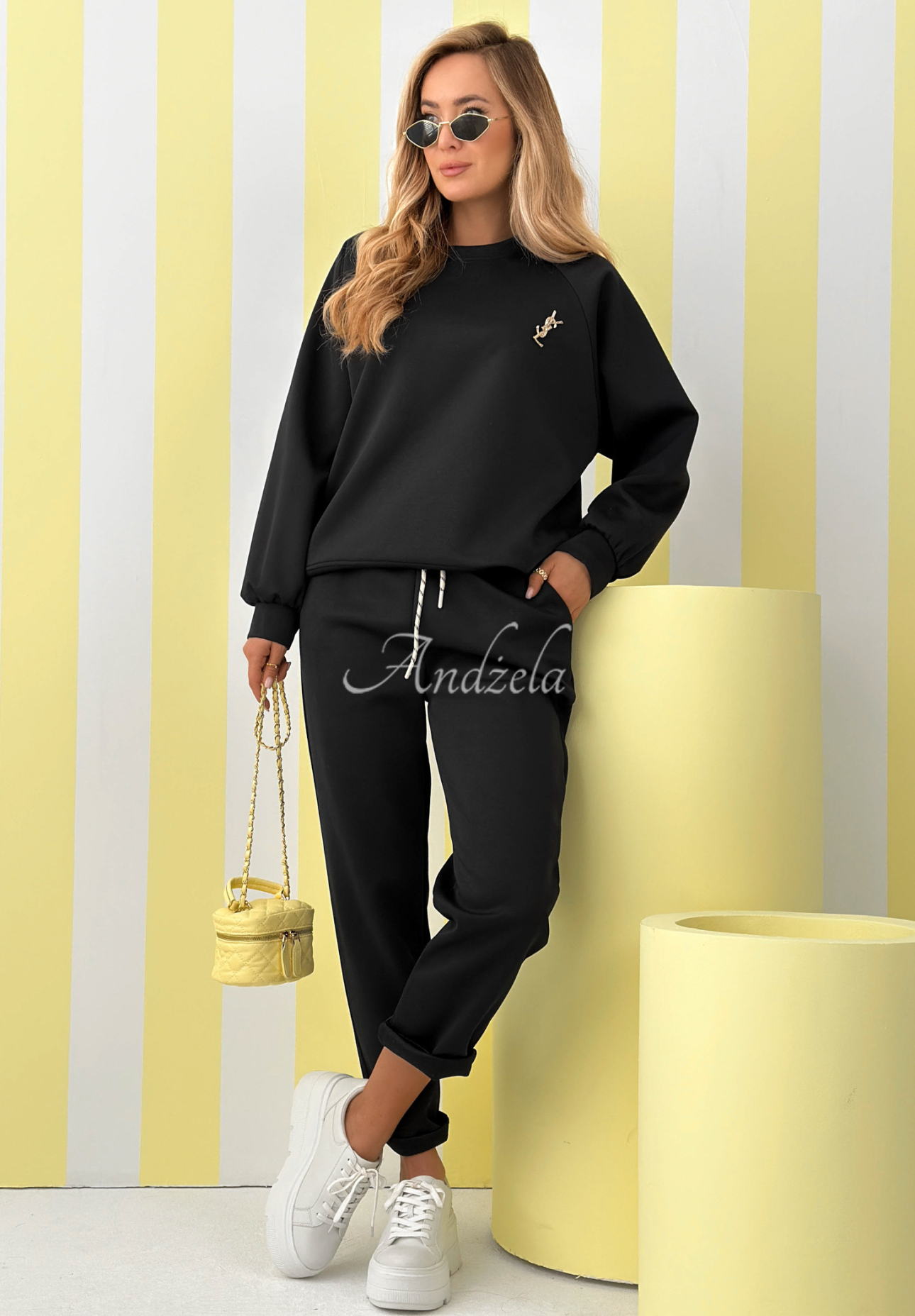 Viskose-Set aus Sweatshirt und Hose Better Now Schwarz