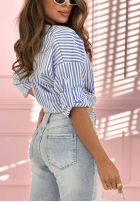 Bawełniana Hemd w paski z różą Acapulco Rose biało-Blau