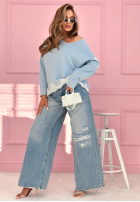 Bawełniana bluzka z koronką Softness And Lace błękitna