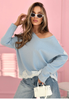 Bawełniana Bluse z koronką Softness And Lace Himmelblau