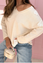 Bawełniana Bluse z koronką Softness And Lace Ecru