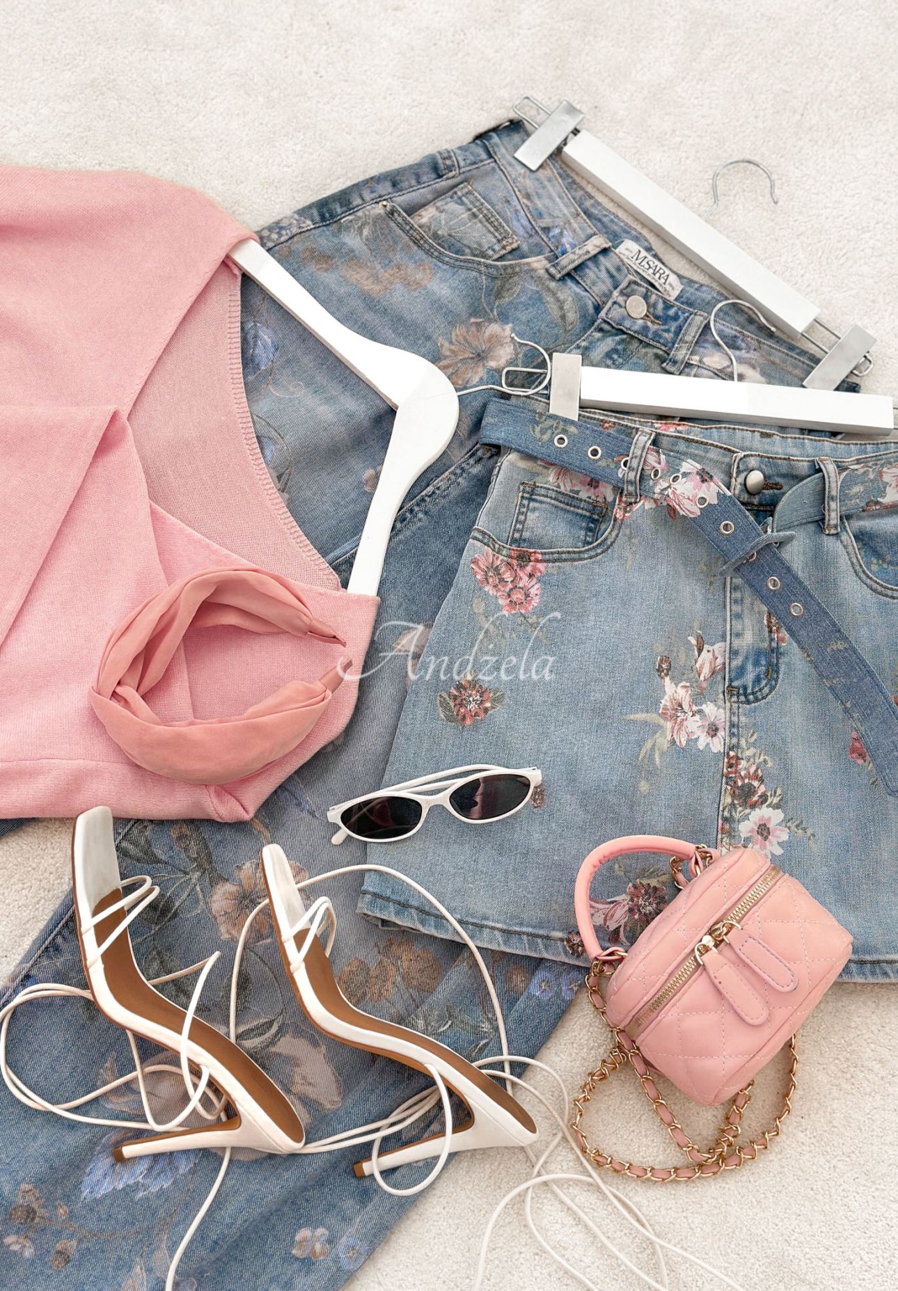 Ballonjeans mit Blumenmuster Take Your Time Blau