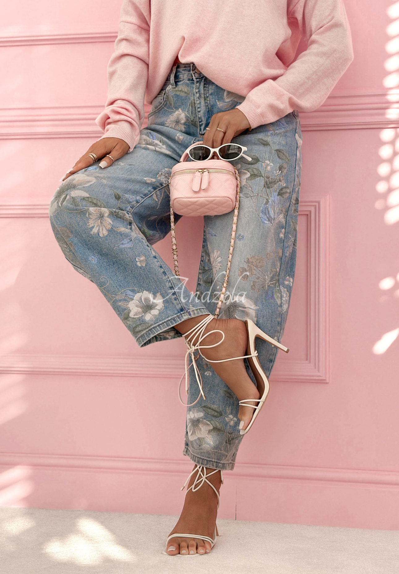 Ballonjeans mit Blumenmuster Take Your Time Blau