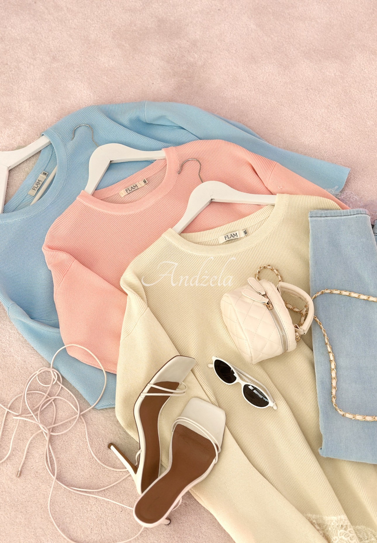 Asymmetrischer Pullover aus Viskose mit Spitze Fresh Start Puderrosa