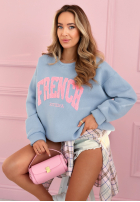 Ocieplana Sweatshirt z napisem French Riviera Himmelblau