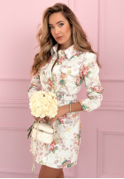 Jeans Kleid mini w kwiaty No Occasion Bouquet Ecru