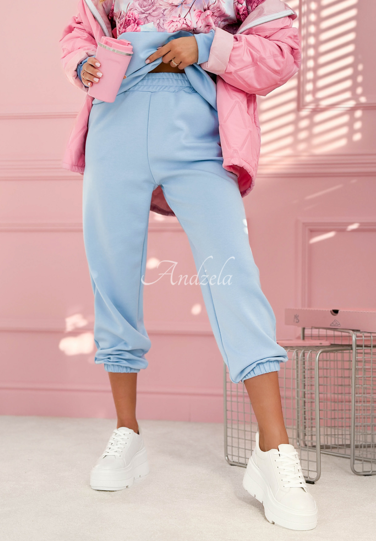 Comfy Floressa blue viscose tracksuit with floral print