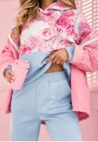 Sweat Set w kwiaty Comfy Floressa Himmelblau