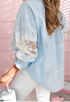 Hemd w paski z koronką Promise Me This Himmelblau