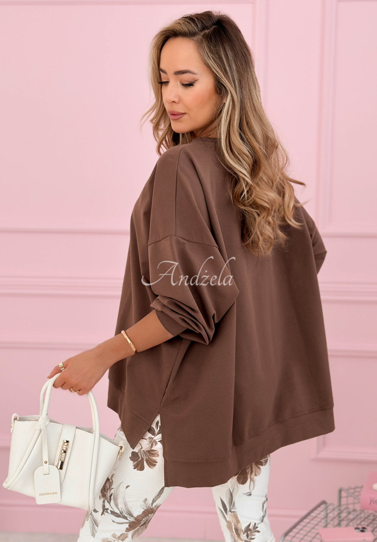 Cotton oversize sweatshirt Not The Same chocolate