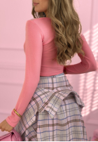 Krótka prążkowana Bluse z kwadratowym dekoltem Wasn’t Ready Rosa