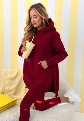 Sweatshirt mit Tasche und Kapuze Siempre Burgunderrot II