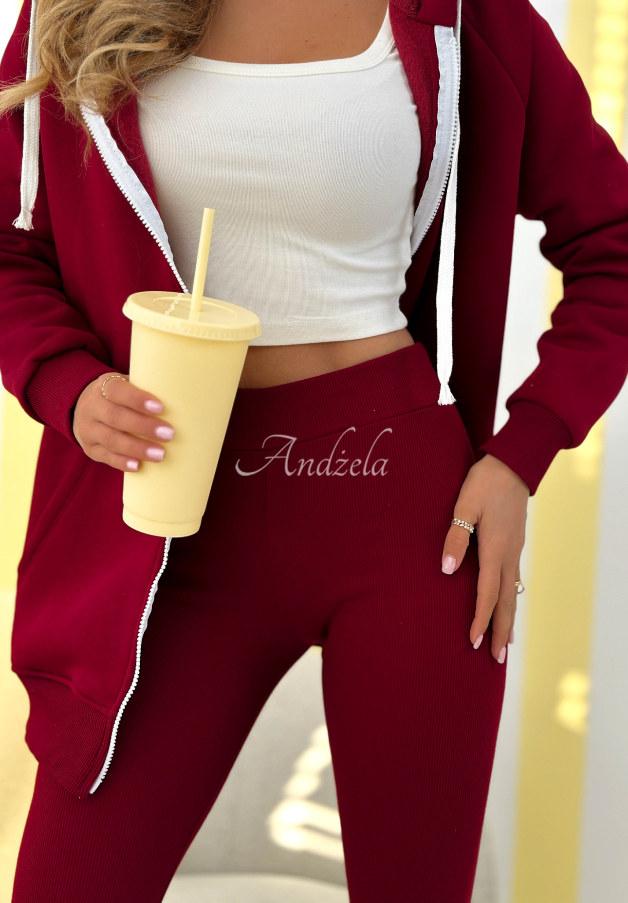 Gerippte Leggings Siempre Burgund II