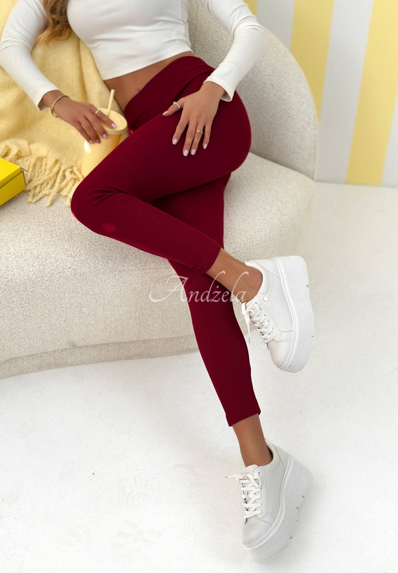 Gerippte Leggings Siempre Burgund II