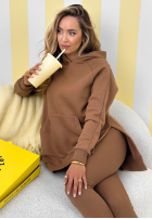 Sweatshirt z kieszenią i kapturem Siempre Camel