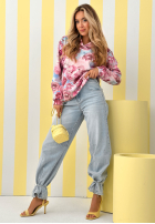 Kwiecista bluza z kapturem Freshly Cut Flowers różowa