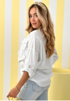 Hemd z naszytymi kwiatami April Flowers Ecru