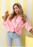 Hemd z naszytymi kwiatami April Flowers Puderrosa