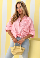 Hemd z naszytymi kwiatami April Flowers Puderrosa