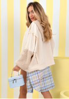 Bluza z dzianinowym kapturem i rękawami Think About It beżowa