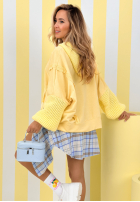 Sweatshirt z dzianinowym kapturem i rękawami Think About It Beige