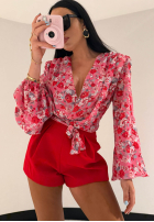 Kwiecista Bluse z wiązaniem La Milla Khloe Rosa