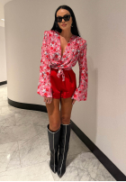 Kwiecista Bluse z wiązaniem La Milla Khloe Rosa