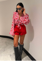 Kwiecista Bluse z wiązaniem La Milla Khloe Rosa