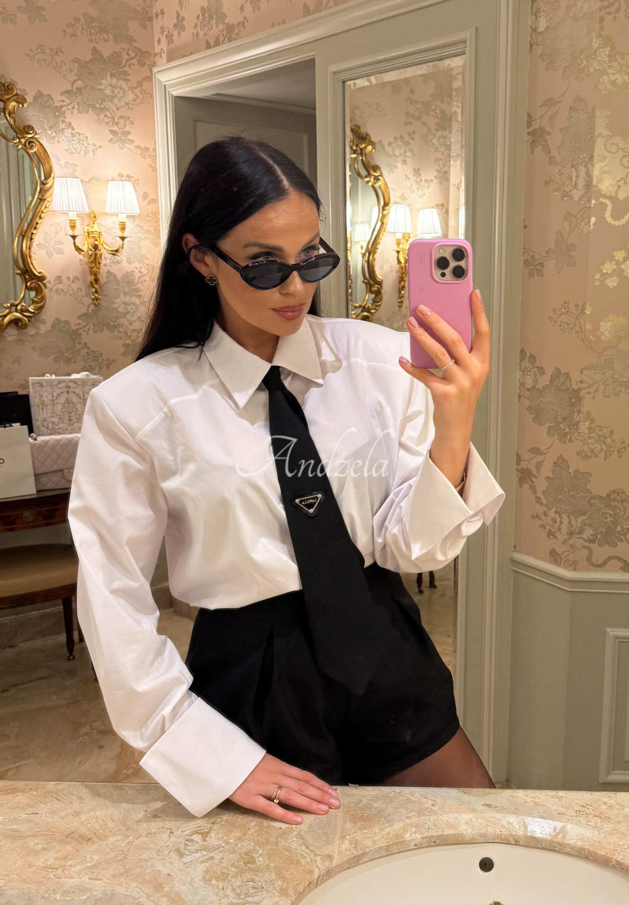 Baumwollhemd mit Krawatte La Milla Kendall Weiß