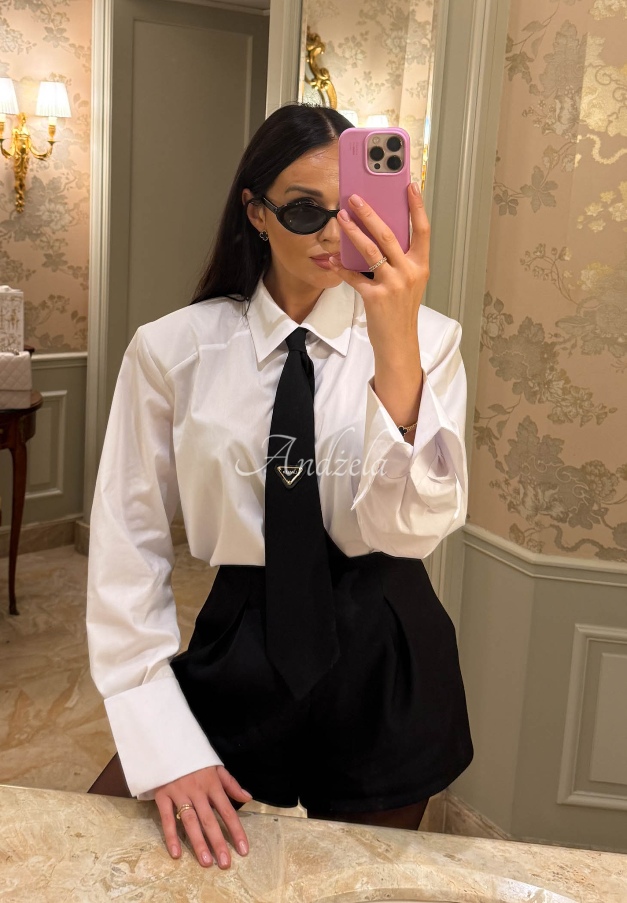 La Milla Kendall white cotton shirt with tie