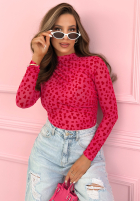 Body longsleeve z półgolfem w serduszka Broke My Heart Rosa