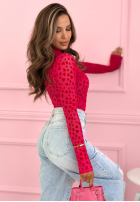 Body longsleeve z półgolfem w serduszka Broke My Heart Rosa