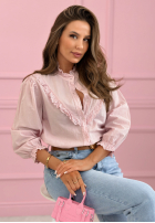 Koszula z koronkowymi falbankami Sweet Lace pudrowy róż