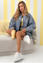 Jeans Jacke Nothing Is Impossible Hellblau