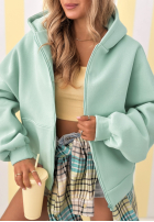 Bluza z kapturem oversize Don't Tell miętowa