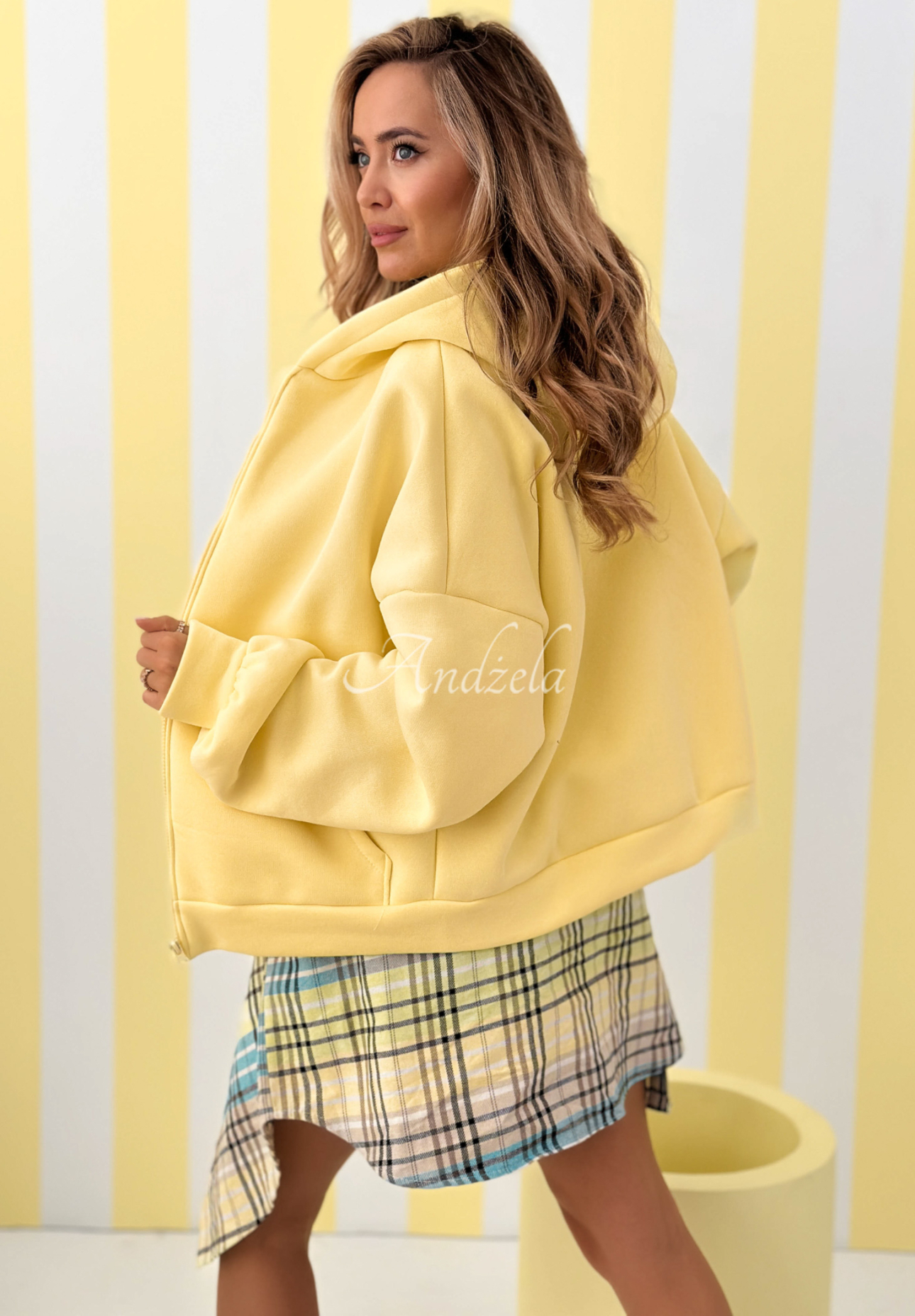 Oversize Sweatshirt mit Kapuze Don't Tell Gelb