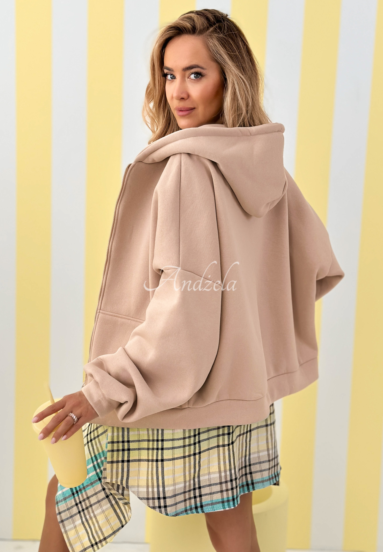 Oversize Sweatshirt mit Kapuze Don't Tell Beige