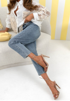 Hose Jeans loose fit z paskiem No Time For This Blau