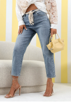 Hose Jeans loose fit z paskiem No Time For This Blau