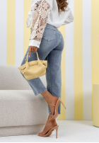 Hose Jeans loose fit z paskiem No Time For This Blau