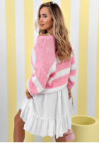 Sweter w paski Strawberry Lollipop biało-różowy