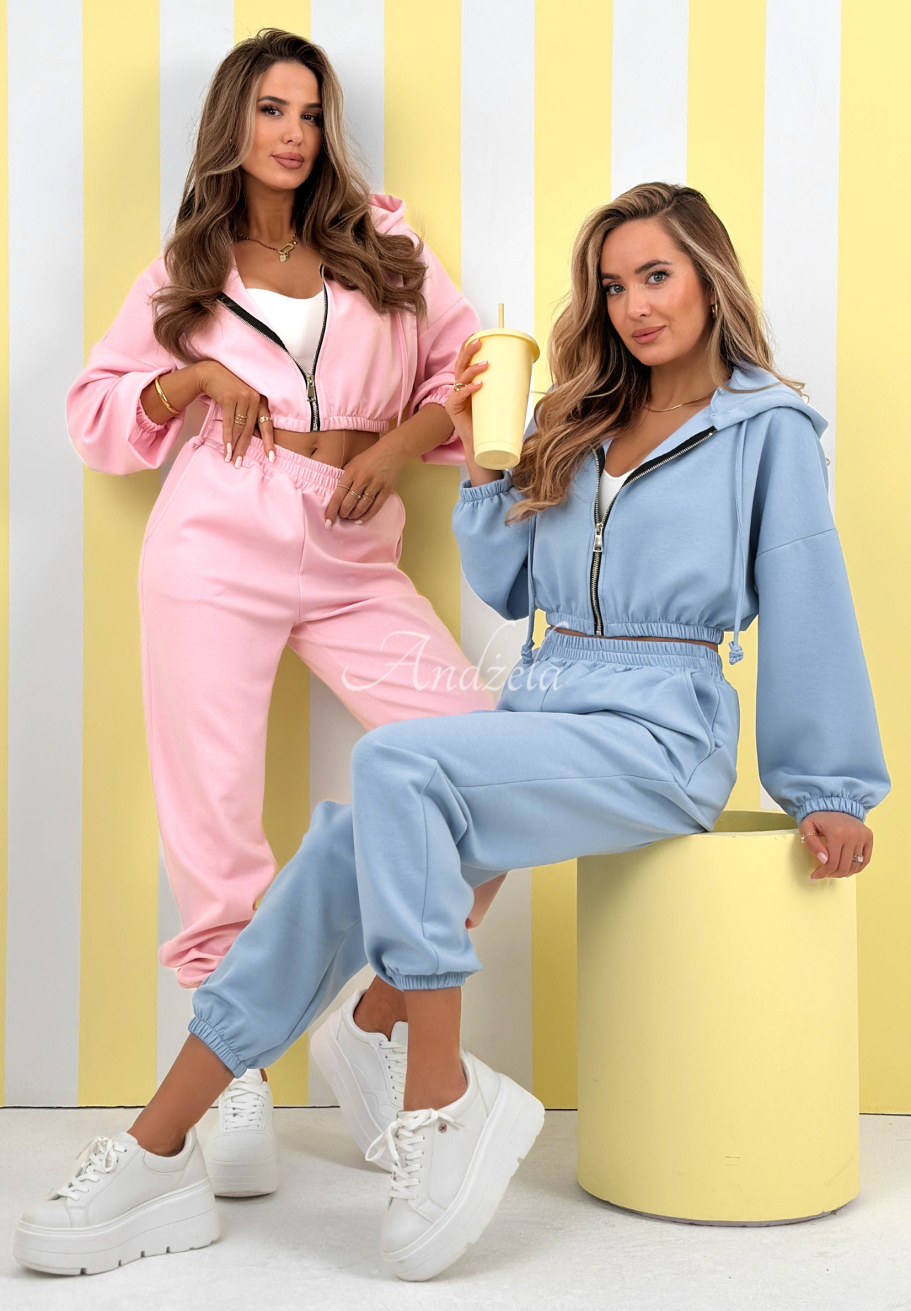 Jogginghose aus Viskose mit Bündchen New Season Baddie Himmelblau