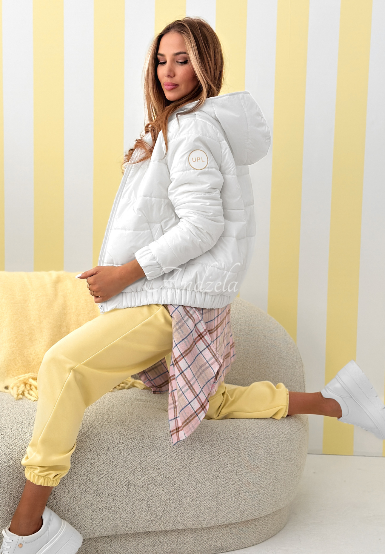 Steppjacke mit Kapuze Warm Daylight Weiß