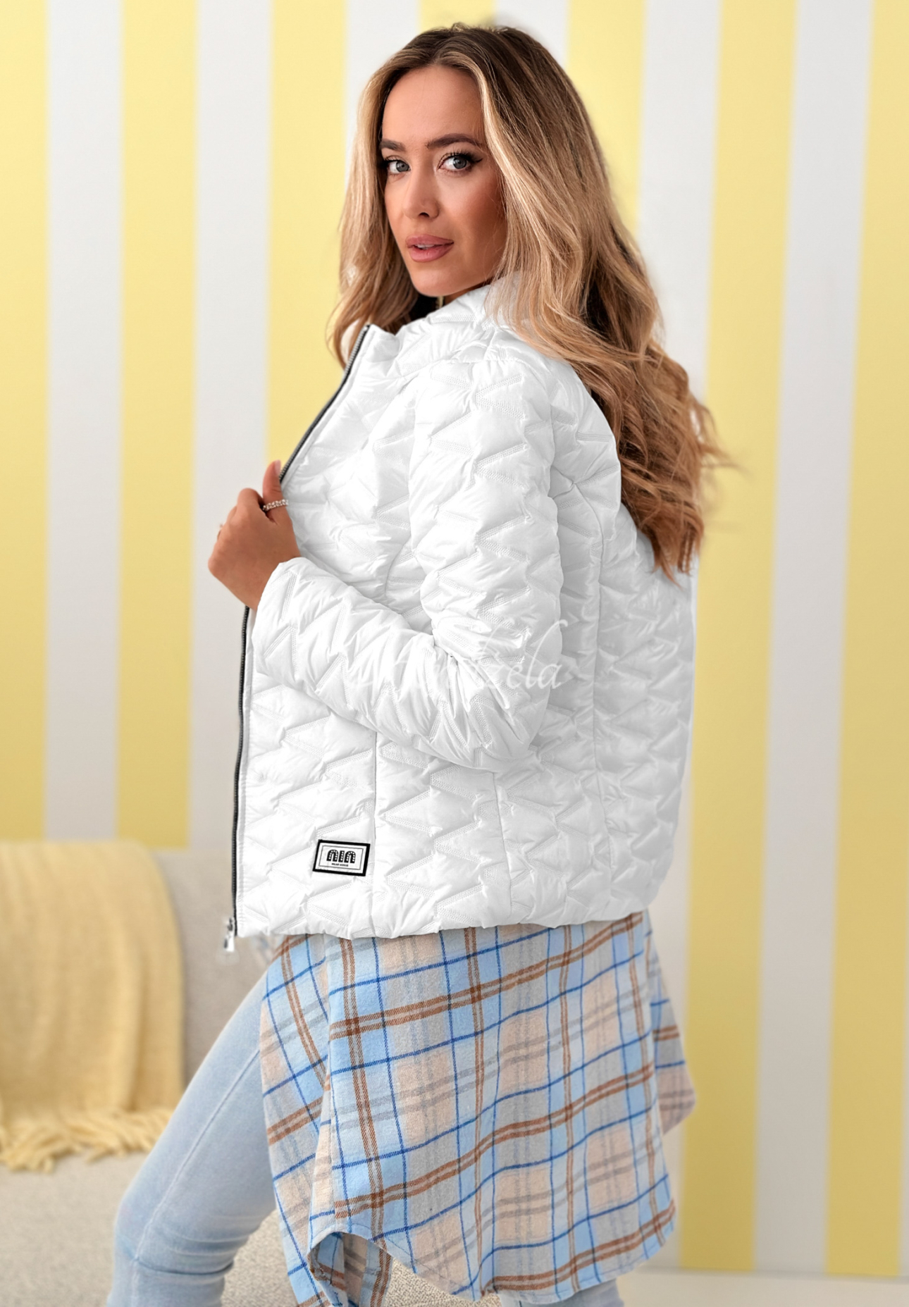 Kurze Steppjacke Soft Wind Weiß