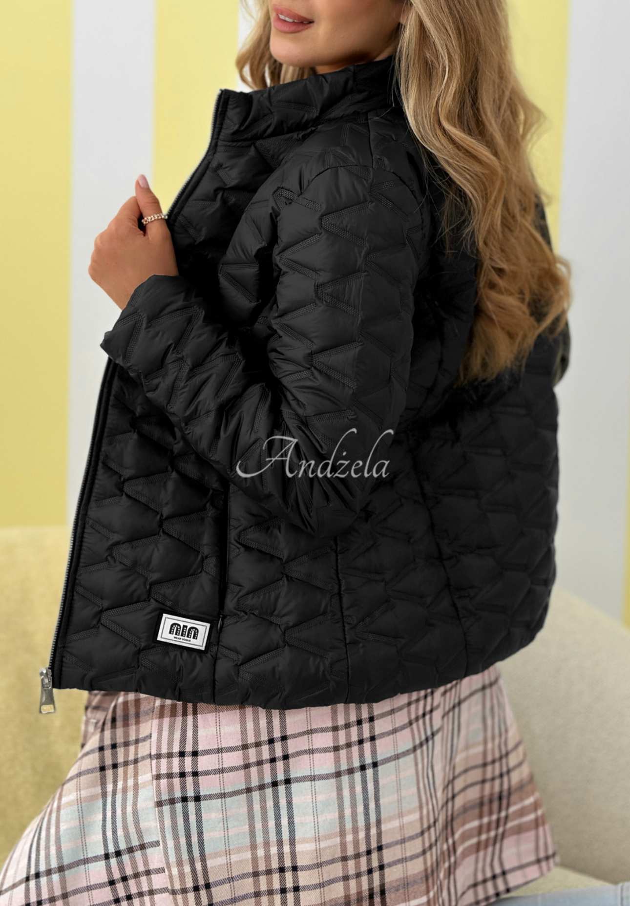 Kurze Steppjacke Soft Wind Schwarz