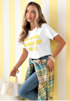 T-Shirt z napisami Baglio biało-Rosa