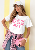 T-Shirt z napisami Baglio biało-Rosa