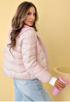 Puchowa kurtka z kapturem Kayla błękitna