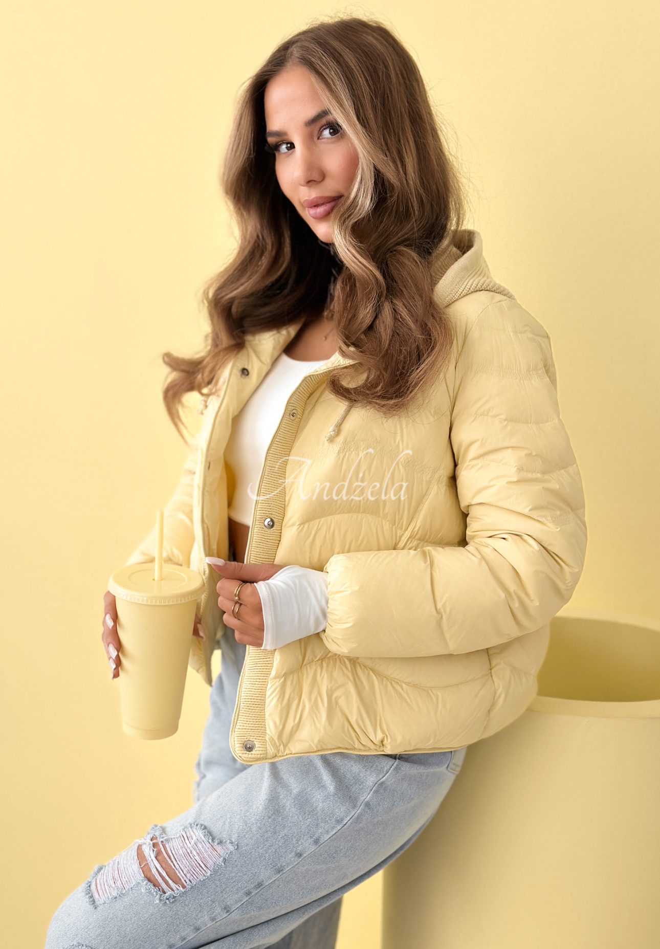 Daunenjacke mit Kapuze Kayla Gelb