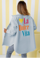 Jacke kożuszek z nadrukami Capri Dolce Vita Ecru